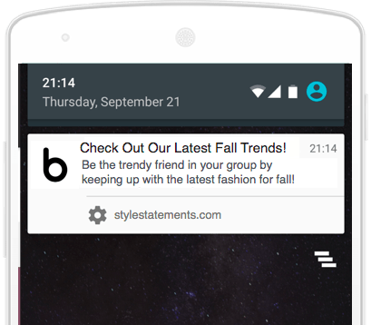 Web push notification example for blogs on mobile