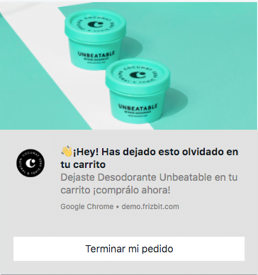 Notificación Push Web Carrito Abandonado