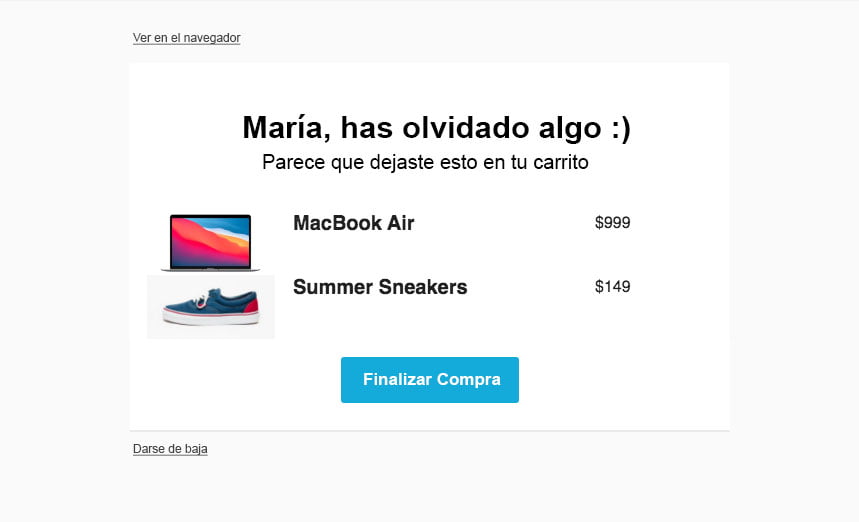 Email Carrito Abandonado Frizbit