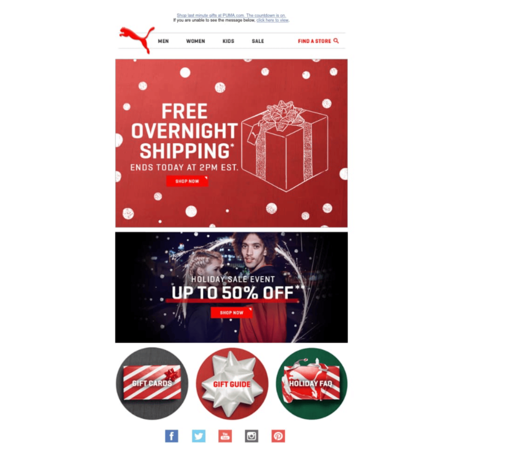 Puma Holiday Email Marketing Campaign