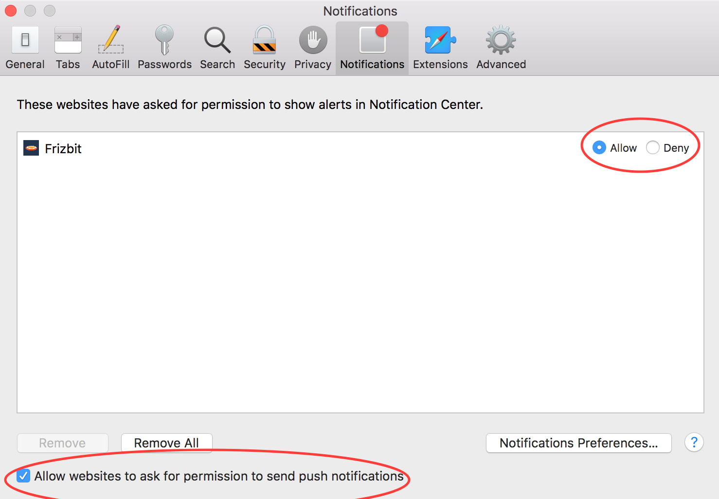 How to Disable Push Notifications on Safari Step 3