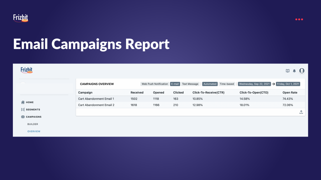 Frizbit Update Campaign Report Email