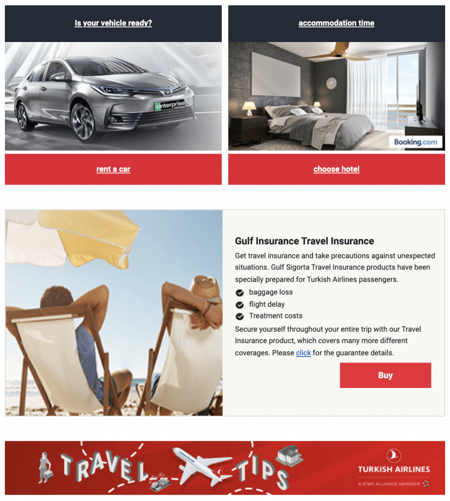 Cross Sell Email Travel Example