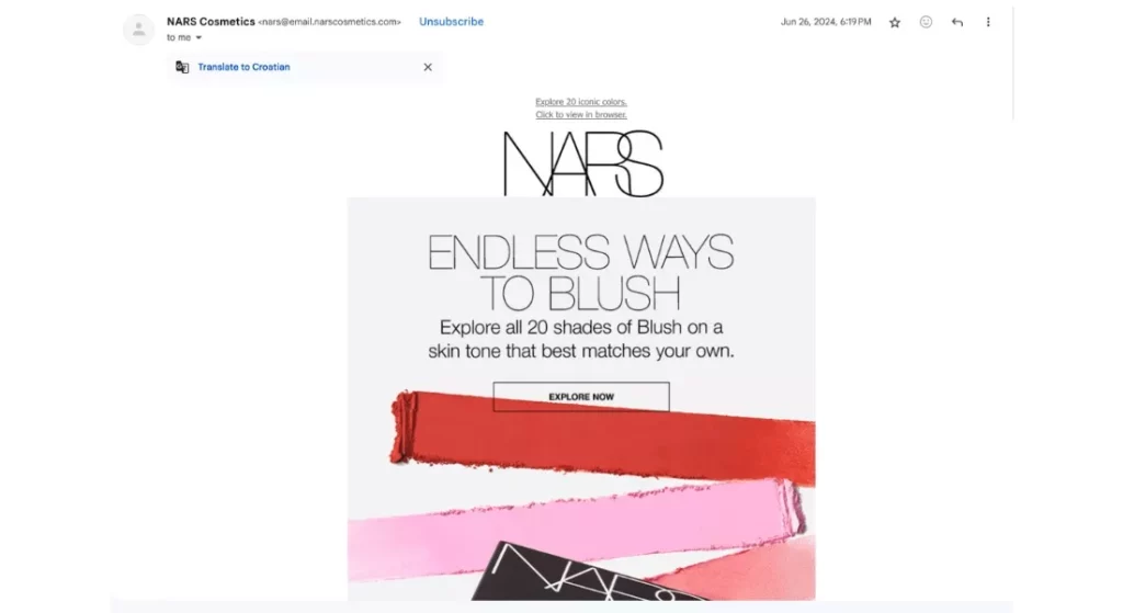 Nars lead nurturing email marketing