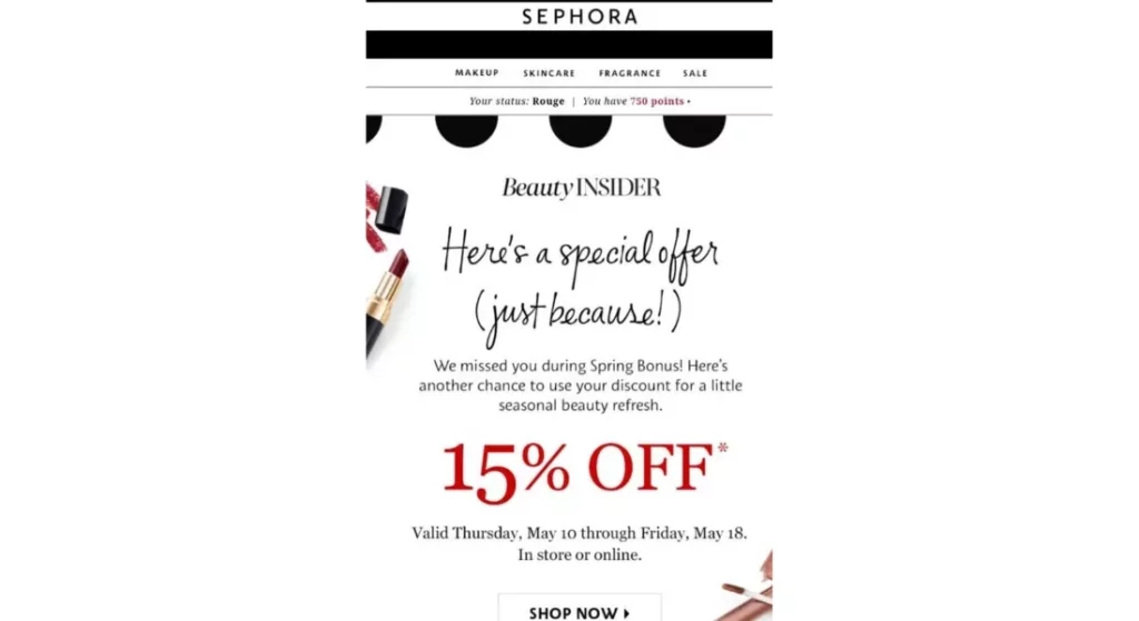 Sephora promotional email marketing