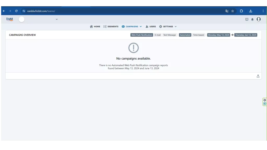 the view of your web push notifications campaign no available