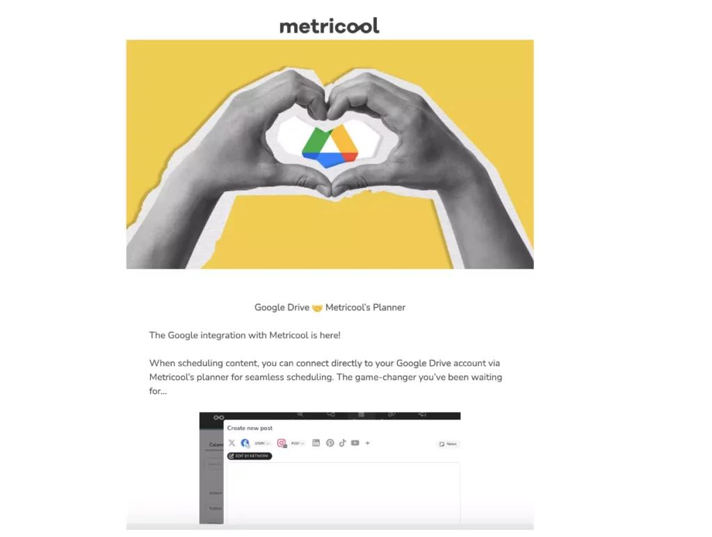 Metricool New Feature Email Example - Email Marketing Best Practices