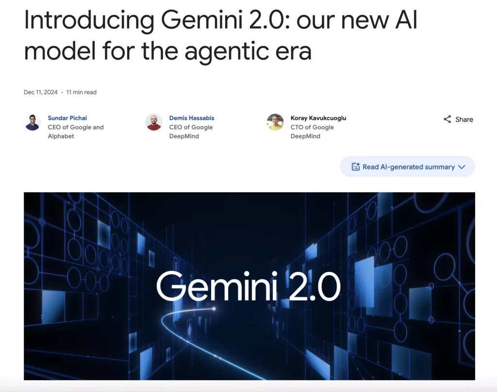 Launch of Gemini 2.0